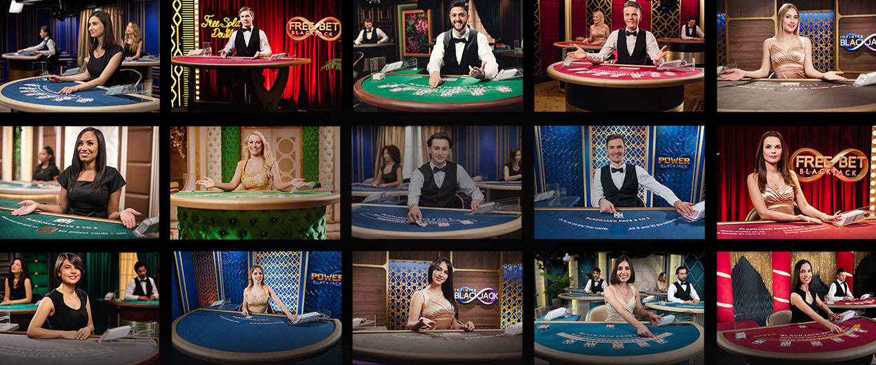 Blackjack table with cards and chips